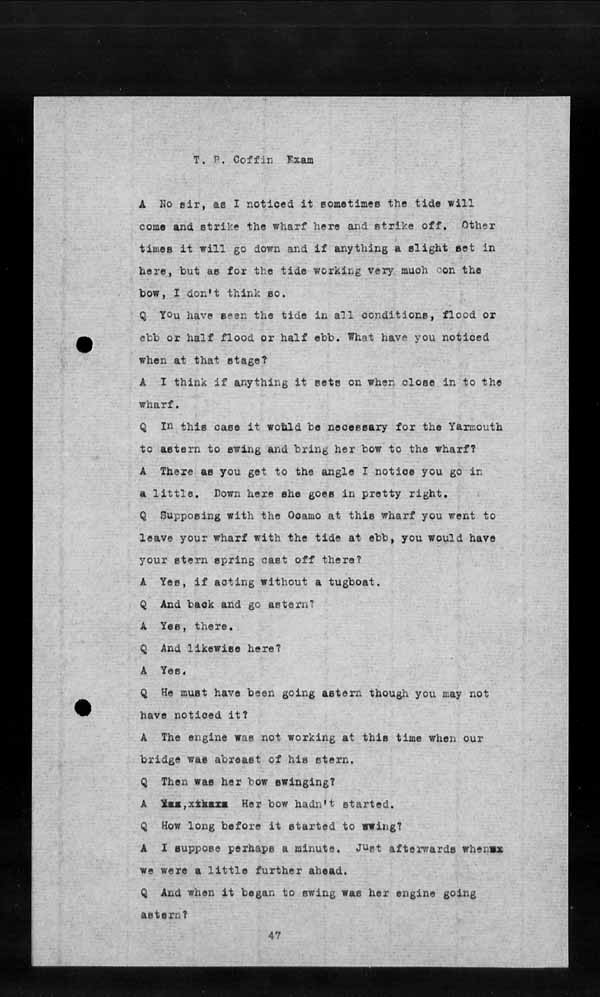 Wrecks, Casualties and Salvage - Formal Investigations - Collision Between S.S. YARMOUTH and S.S. OCAMO