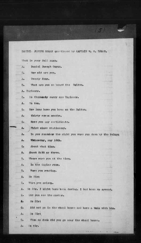 Wrecks, Casualties and Salvage - Formal Investigations - Collision Between S.S. BELUGA and INVERMORE