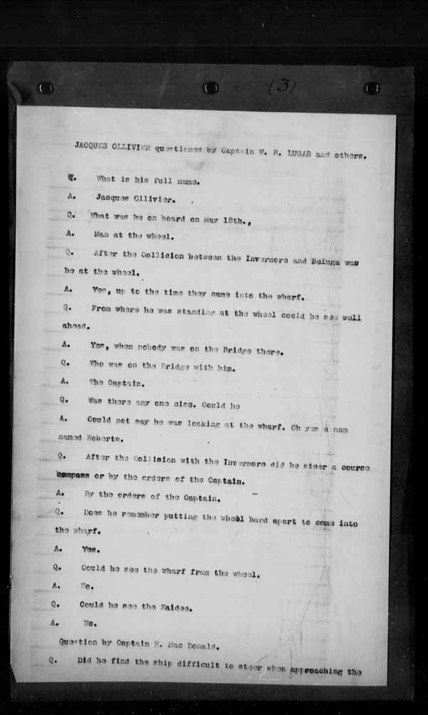 Wrecks, Casualties and Salvage - Formal Investigations - Collision Between S.S. BELUGA and INVERMORE