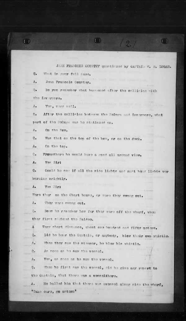 Wrecks, Casualties and Salvage - Formal Investigations - Collision Between S.S. BELUGA and INVERMORE