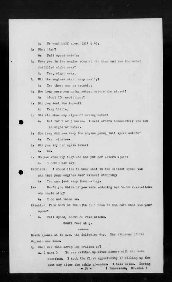 Wrecks, Casualties and Salvage - Formal Investigations - S.S. BEN CRUACHAN