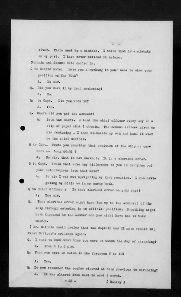 Wrecks, Casualties and Salvage - Formal Investigations - S.S. BEN CRUACHAN