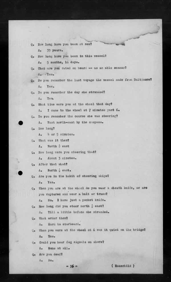Wrecks, Casualties and Salvage - Formal Investigations - S.S. BEN CRUACHAN