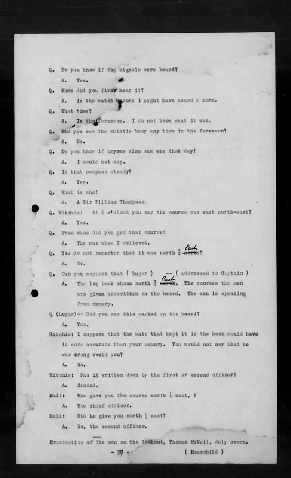 Wrecks, Casualties and Salvage - Formal Investigations - S.S. BEN CRUACHAN