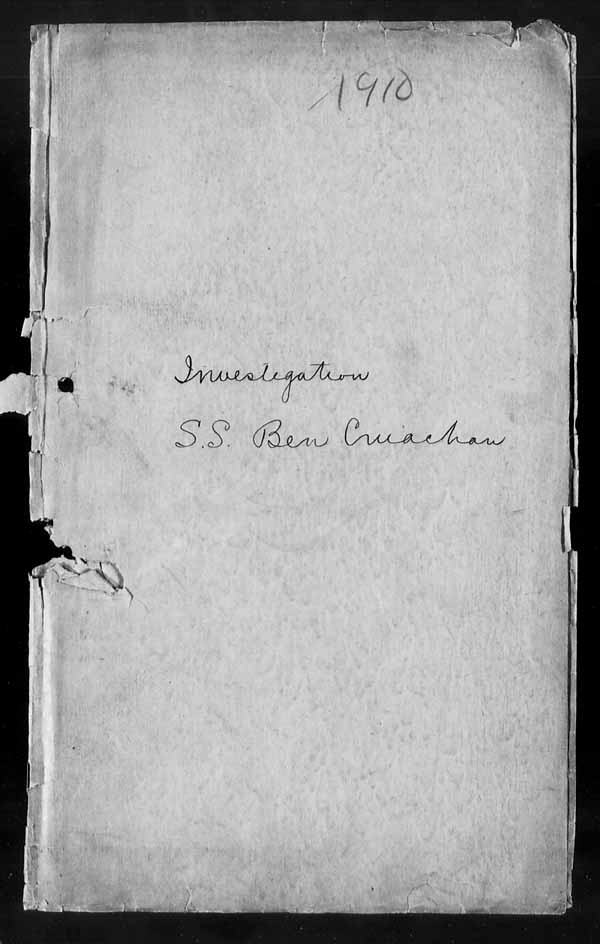 Wrecks, Casualties and Salvage - Formal Investigations - S.S. BEN CRUACHAN