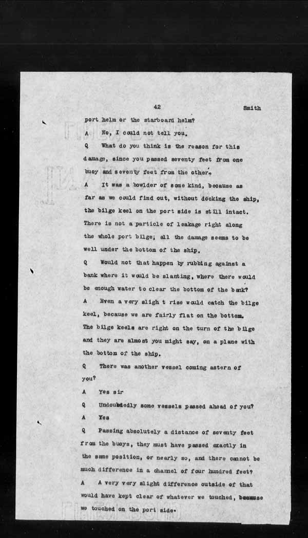 Wrecks, Casualties and Salvage - Formal Investigations - S.S. CROWN of CASTILE