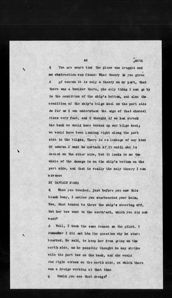 Wrecks, Casualties and Salvage - Formal Investigations - S.S. CROWN of CASTILE