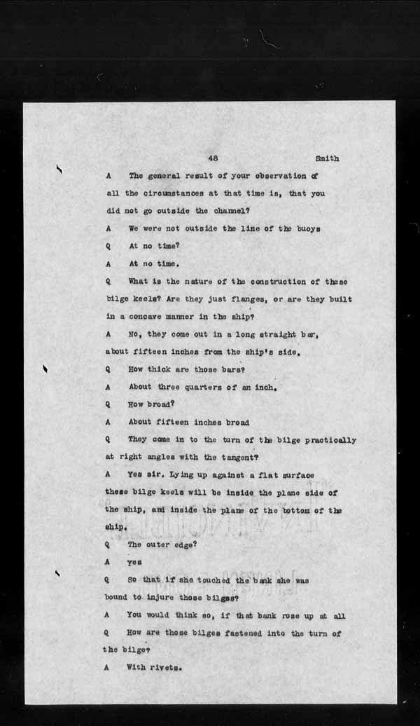 Wrecks, Casualties and Salvage - Formal Investigations - S.S. CROWN of CASTILE