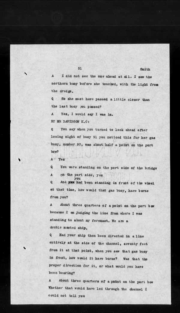 Wrecks, Casualties and Salvage - Formal Investigations - S.S. CROWN of CASTILE