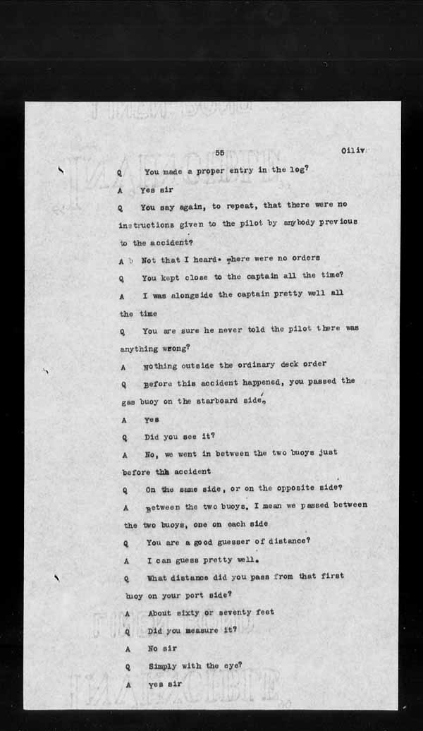 Wrecks, Casualties and Salvage - Formal Investigations - S.S. CROWN of CASTILE