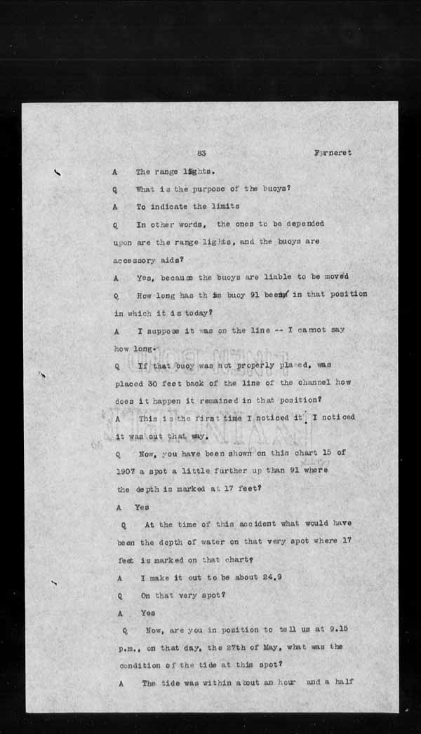Wrecks, Casualties and Salvage - Formal Investigations - S.S. CROWN of CASTILE
