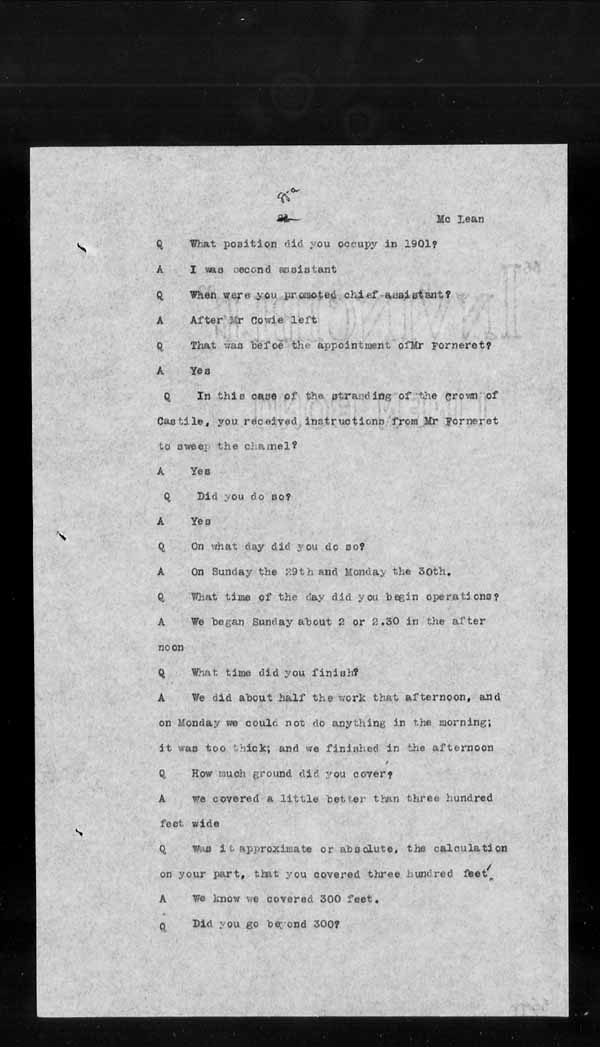 Wrecks, Casualties and Salvage - Formal Investigations - S.S. CROWN of CASTILE