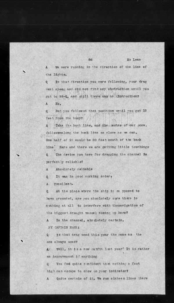 Wrecks, Casualties and Salvage - Formal Investigations - S.S. CROWN of CASTILE