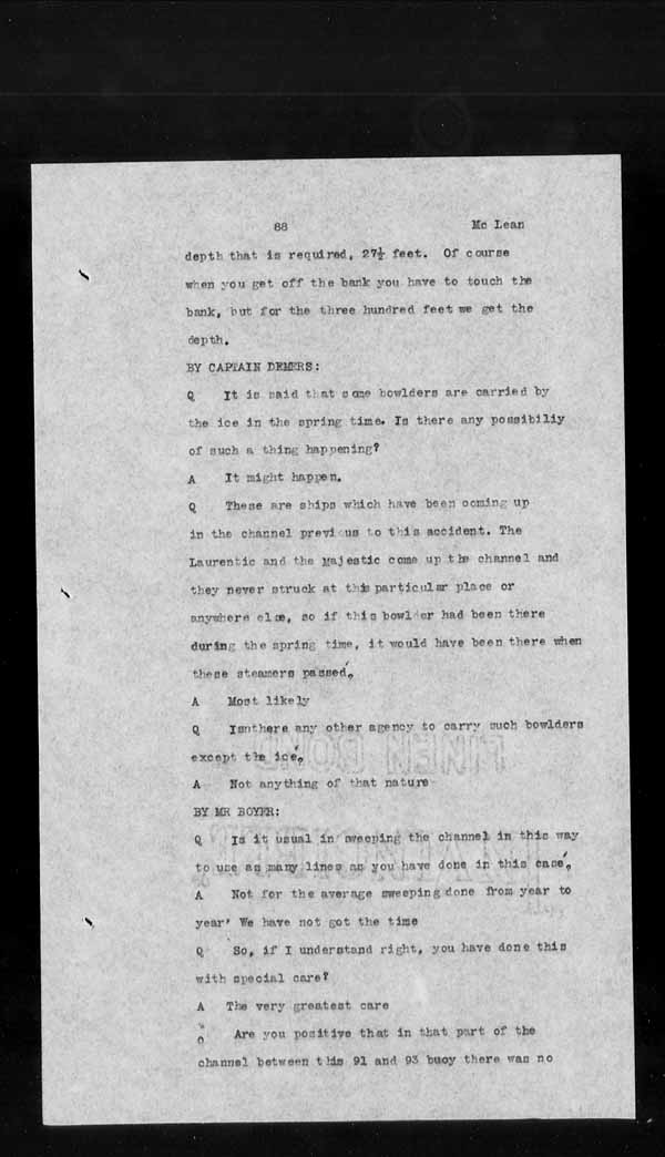 Wrecks, Casualties and Salvage - Formal Investigations - S.S. CROWN of CASTILE