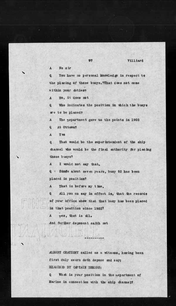 Wrecks, Casualties and Salvage - Formal Investigations - S.S. CROWN of CASTILE