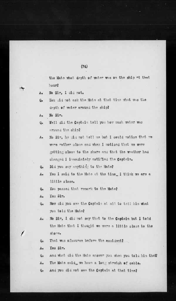 Wrecks, Casualties and Salvage - Formal Investigations - S.S. GENERAL WOLFE