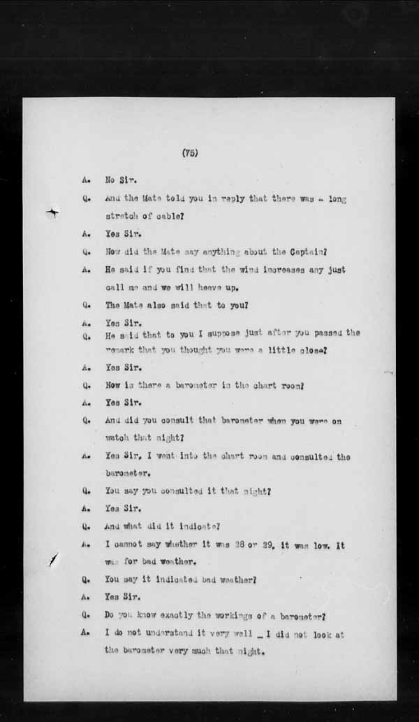 Wrecks, Casualties and Salvage - Formal Investigations - S.S. GENERAL WOLFE