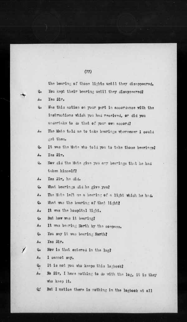 Wrecks, Casualties and Salvage - Formal Investigations - S.S. GENERAL WOLFE