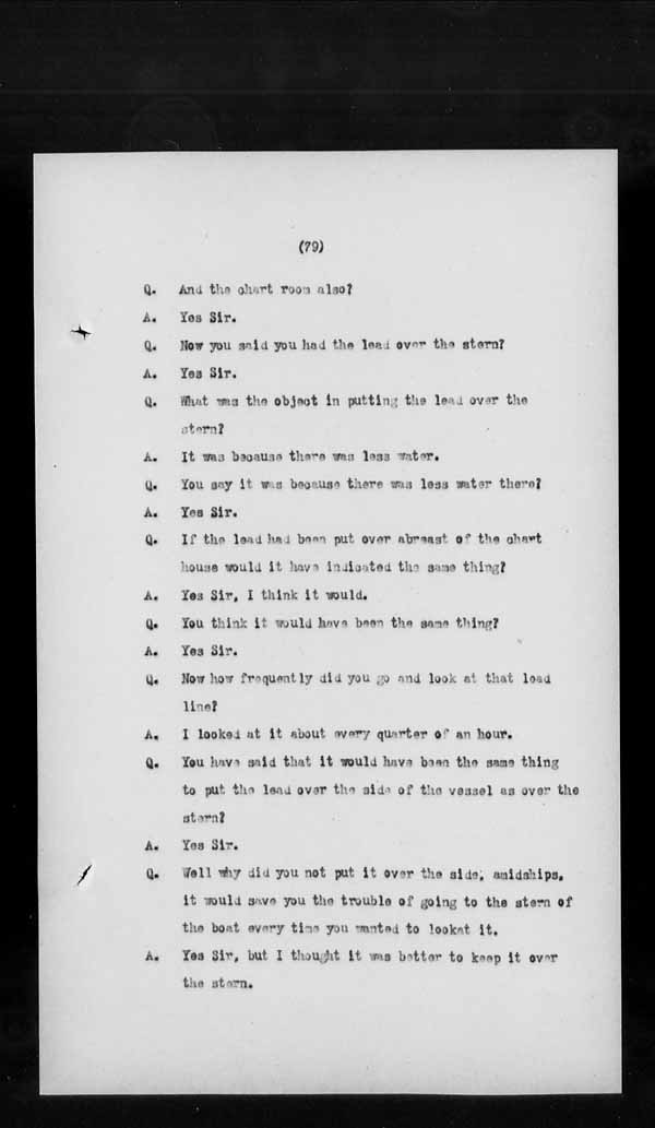 Wrecks, Casualties and Salvage - Formal Investigations - S.S. GENERAL WOLFE