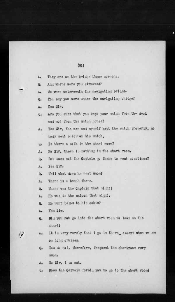 Wrecks, Casualties and Salvage - Formal Investigations - S.S. GENERAL WOLFE