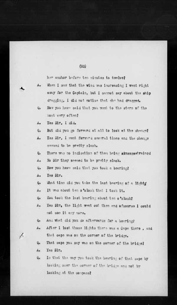 Wrecks, Casualties and Salvage - Formal Investigations - S.S. GENERAL WOLFE