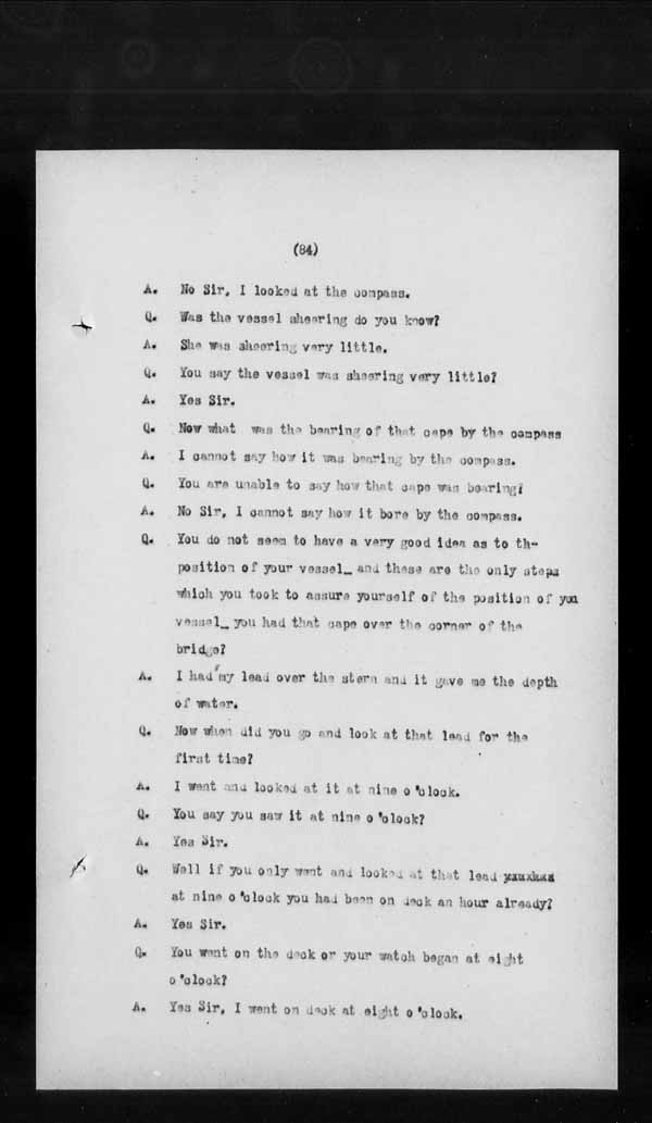 Wrecks, Casualties and Salvage - Formal Investigations - S.S. GENERAL WOLFE