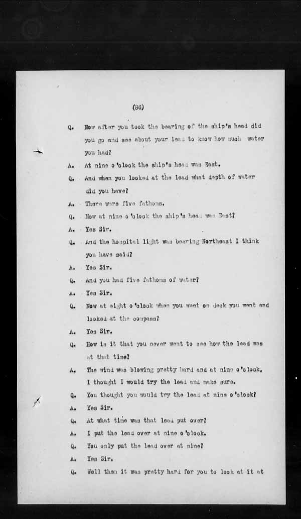 Wrecks, Casualties and Salvage - Formal Investigations - S.S. GENERAL WOLFE