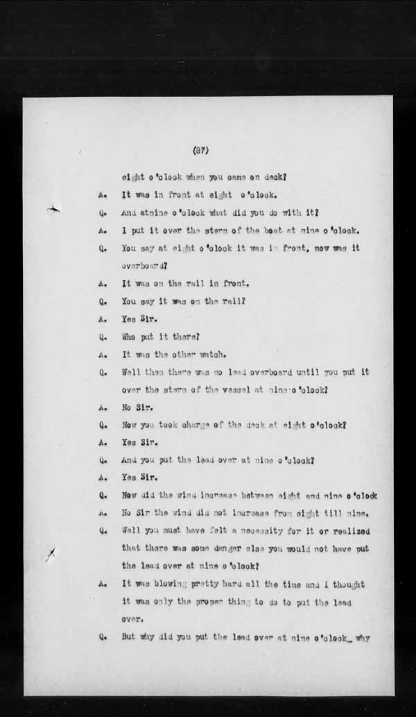 Wrecks, Casualties and Salvage - Formal Investigations - S.S. GENERAL WOLFE