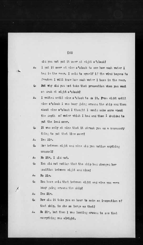 Wrecks, Casualties and Salvage - Formal Investigations - S.S. GENERAL WOLFE