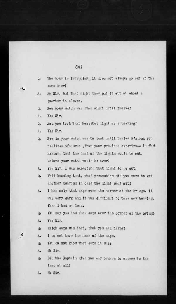 Wrecks, Casualties and Salvage - Formal Investigations - S.S. GENERAL WOLFE