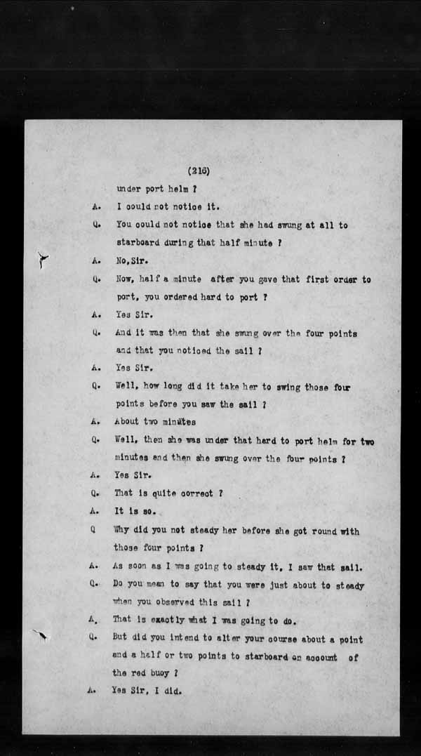 Wrecks, Casualties and Salvage - Formal Investigations - S.S. BELLONA