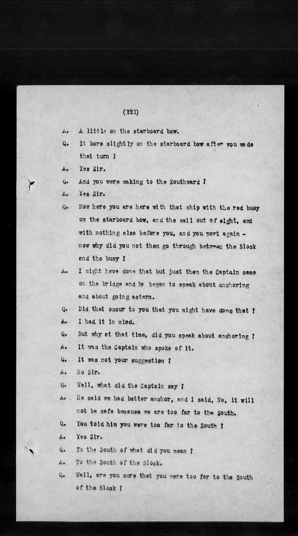 Wrecks, Casualties and Salvage - Formal Investigations - S.S. BELLONA