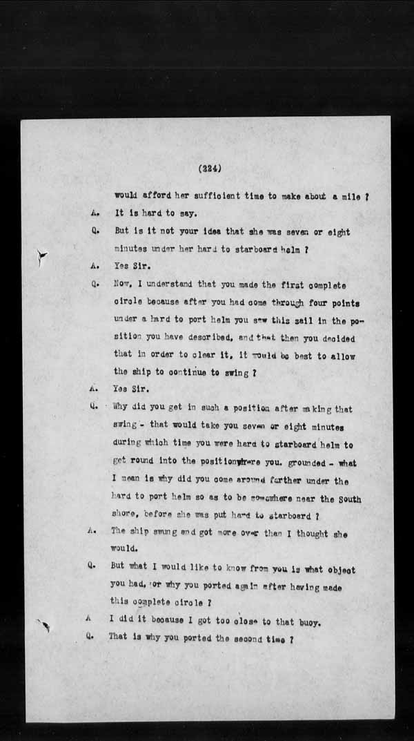 Wrecks, Casualties and Salvage - Formal Investigations - S.S. BELLONA
