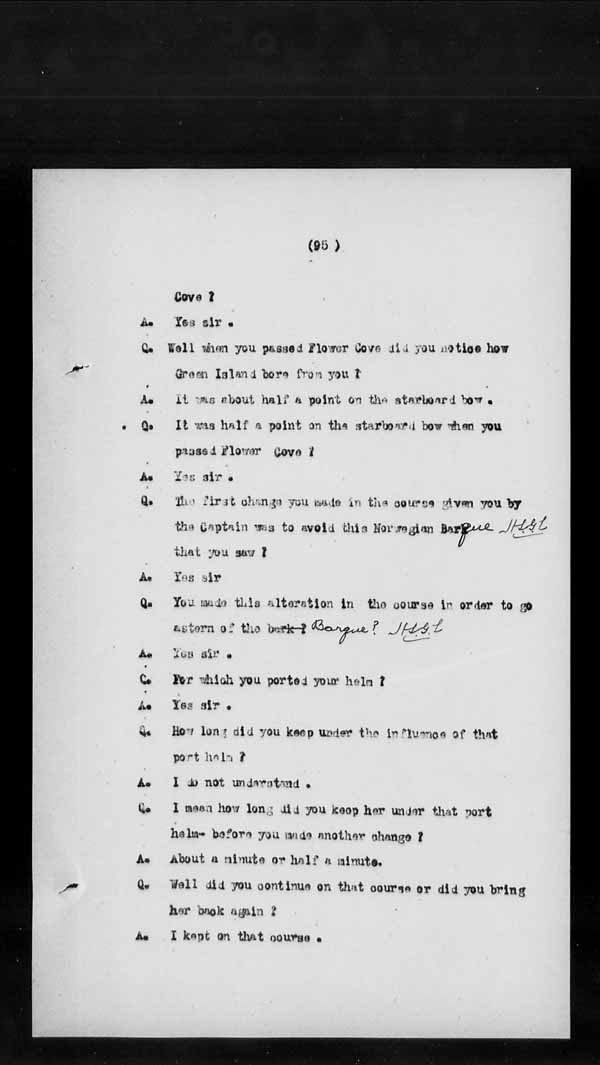 Wrecks, Casualties and Salvage - Formal Investigations - S.S. BENGORE HEAD