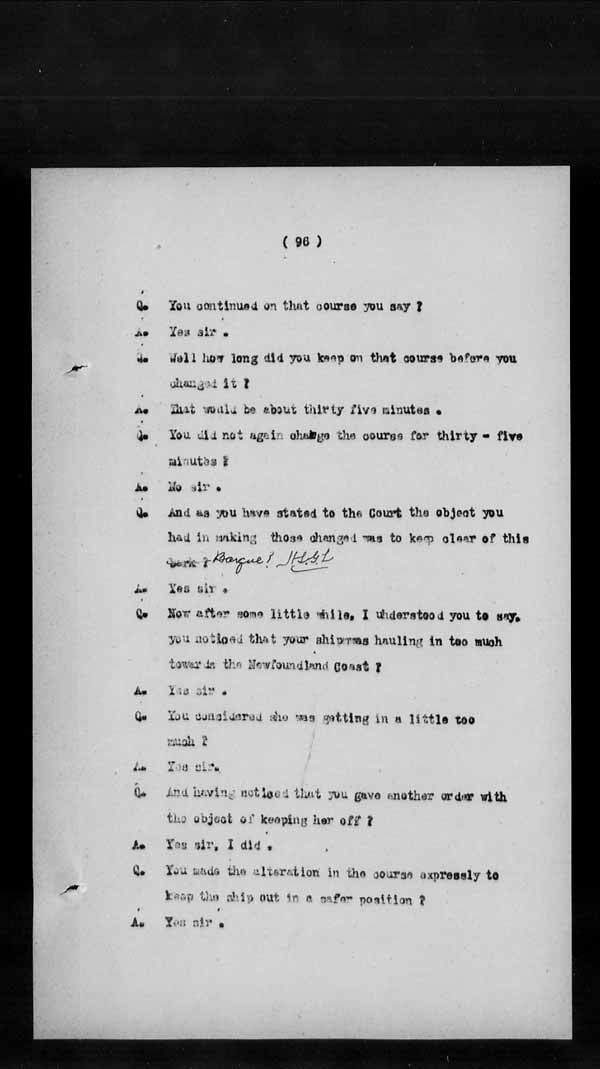 Wrecks, Casualties and Salvage - Formal Investigations - S.S. BENGORE HEAD