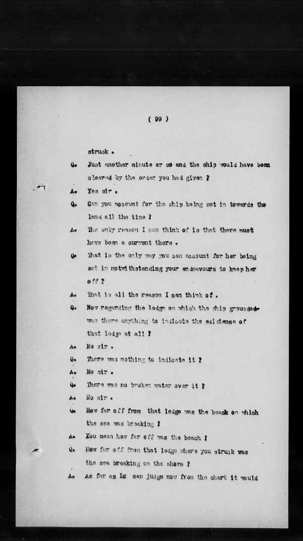 Wrecks, Casualties and Salvage - Formal Investigations - S.S. BENGORE HEAD
