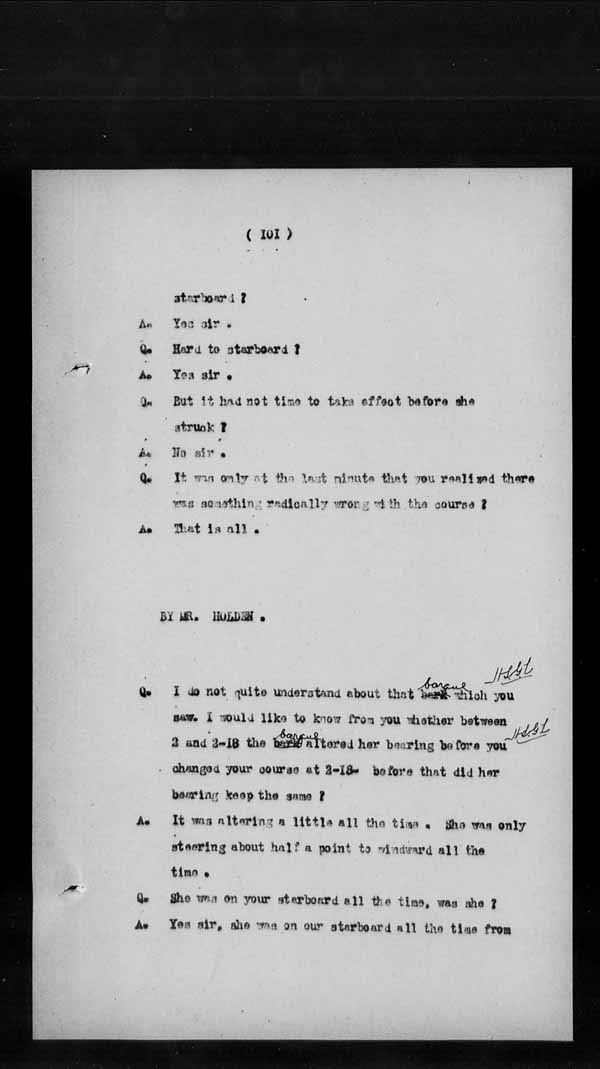 Wrecks, Casualties and Salvage - Formal Investigations - S.S. BENGORE HEAD