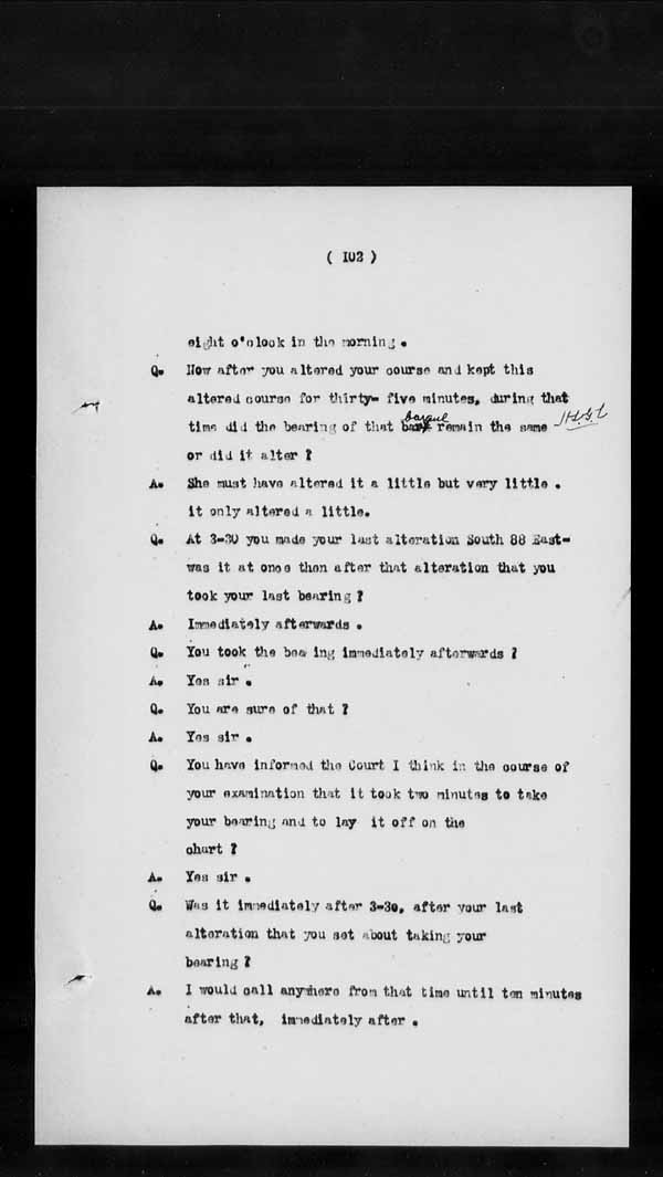 Wrecks, Casualties and Salvage - Formal Investigations - S.S. BENGORE HEAD