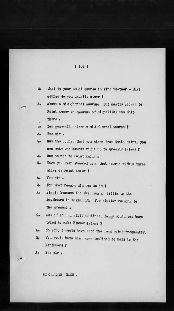 Wrecks, Casualties and Salvage - Formal Investigations - S.S. BENGORE HEAD