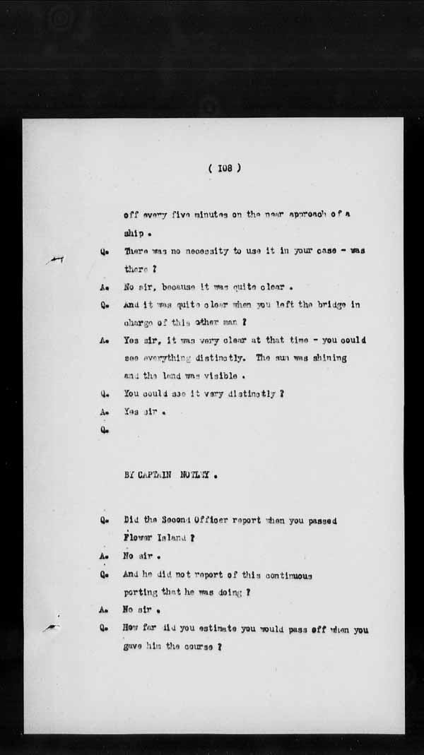 Wrecks, Casualties and Salvage - Formal Investigations - S.S. BENGORE HEAD