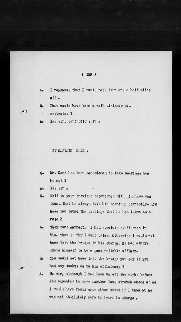 Wrecks, Casualties and Salvage - Formal Investigations - S.S. BENGORE HEAD
