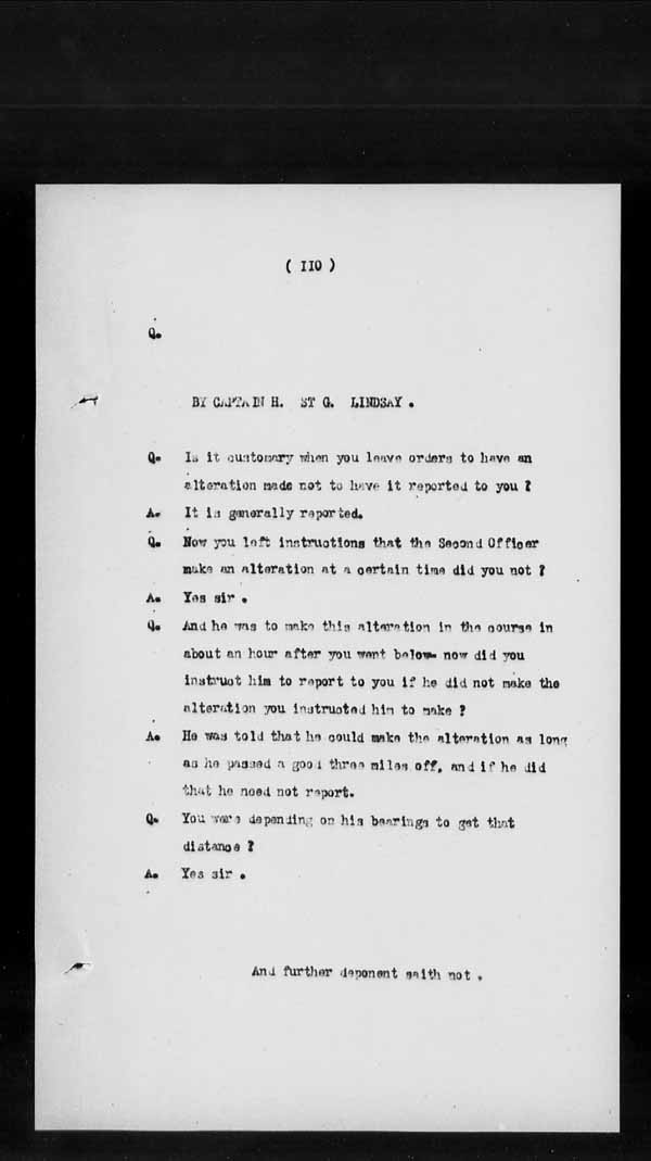 Wrecks, Casualties and Salvage - Formal Investigations - S.S. BENGORE HEAD