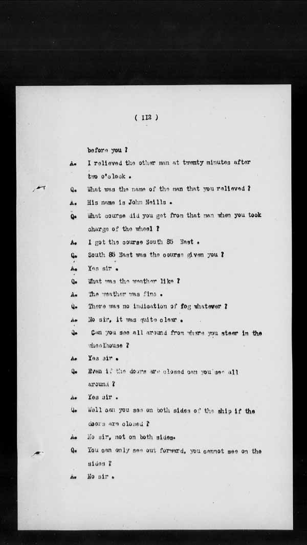 Wrecks, Casualties and Salvage - Formal Investigations - S.S. BENGORE HEAD