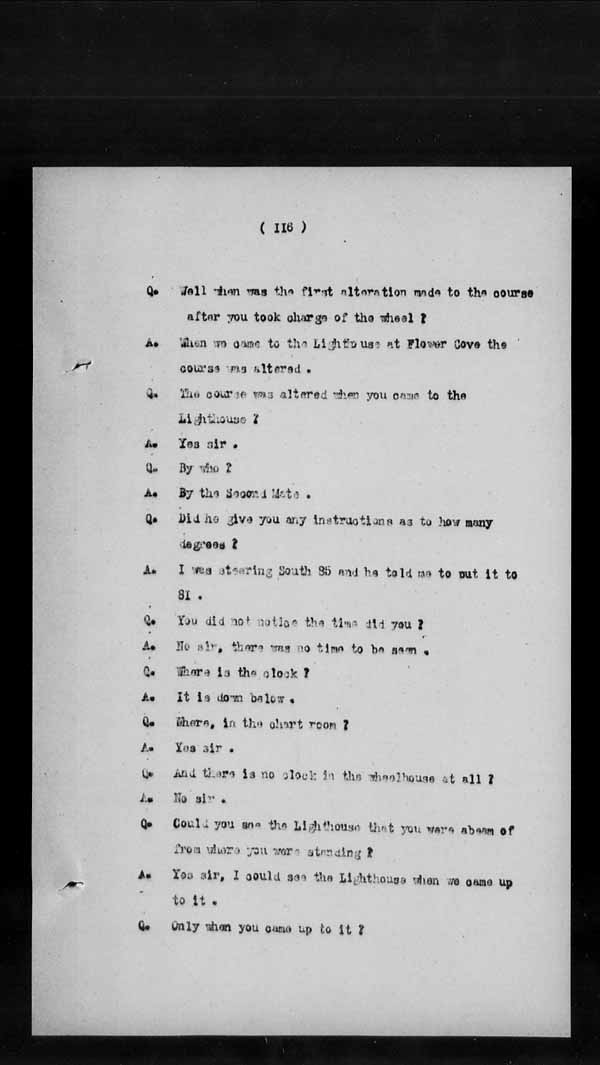 Wrecks, Casualties and Salvage - Formal Investigations - S.S. BENGORE HEAD