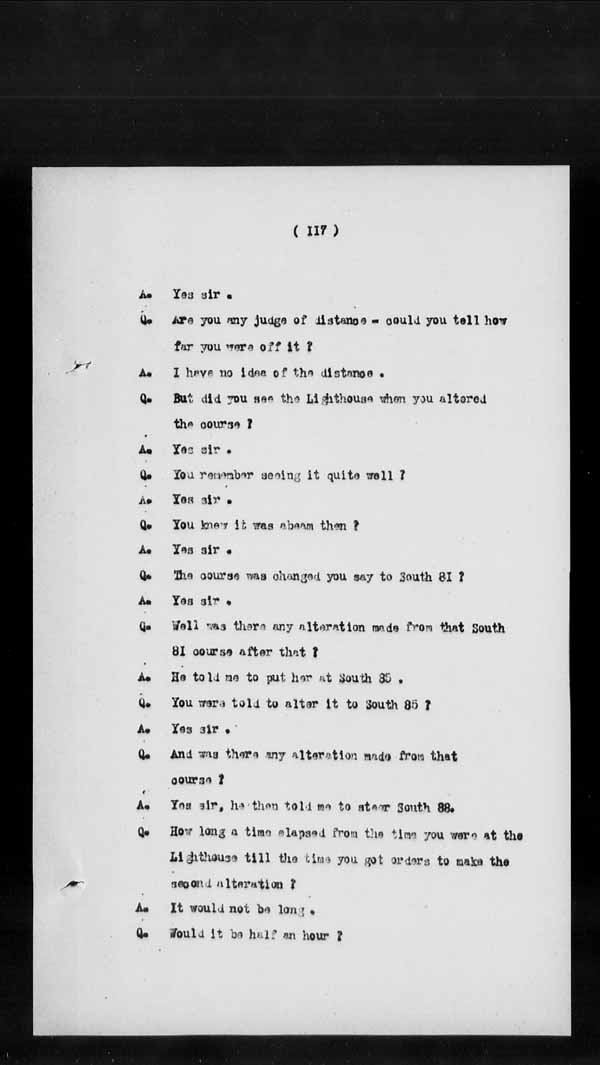 Wrecks, Casualties and Salvage - Formal Investigations - S.S. BENGORE HEAD