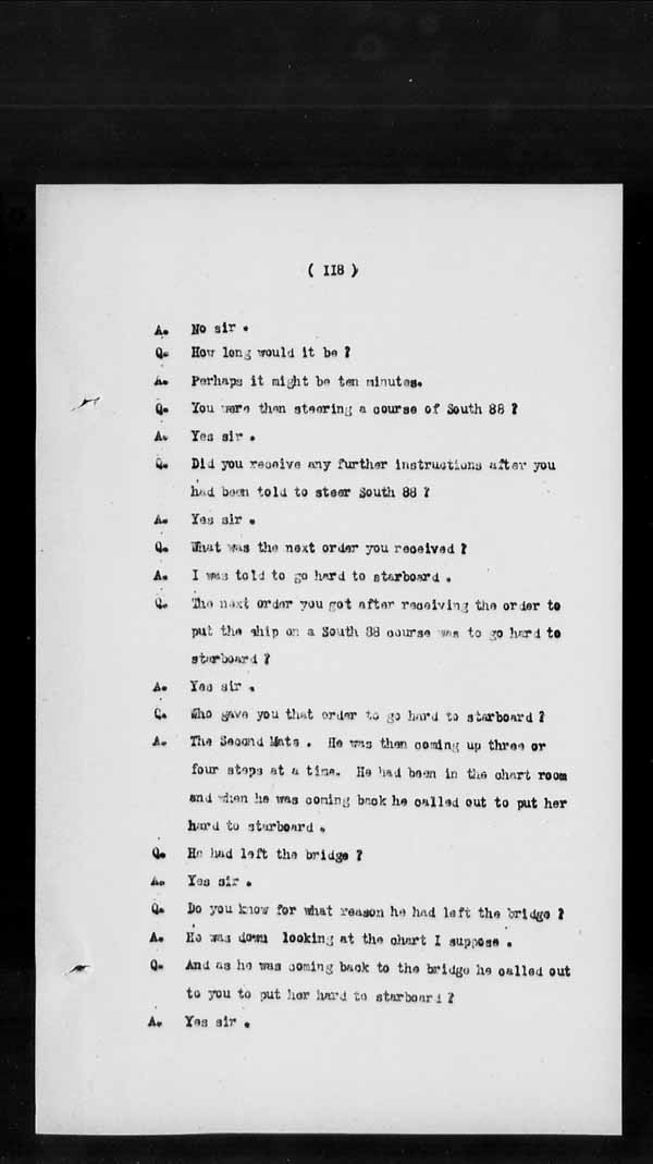 Wrecks, Casualties and Salvage - Formal Investigations - S.S. BENGORE HEAD
