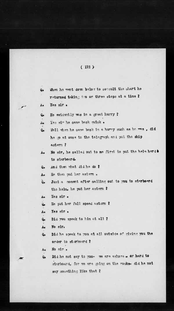 Wrecks, Casualties and Salvage - Formal Investigations - S.S. BENGORE HEAD