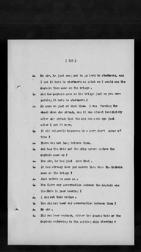 Wrecks, Casualties and Salvage - Formal Investigations - S.S. BENGORE HEAD