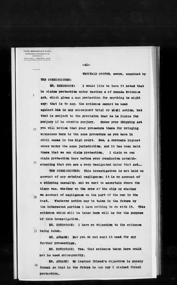 Wrecks, Casualties and Salvage - Formal Investigations - S.S. JOHN HANLAN and CECILIA