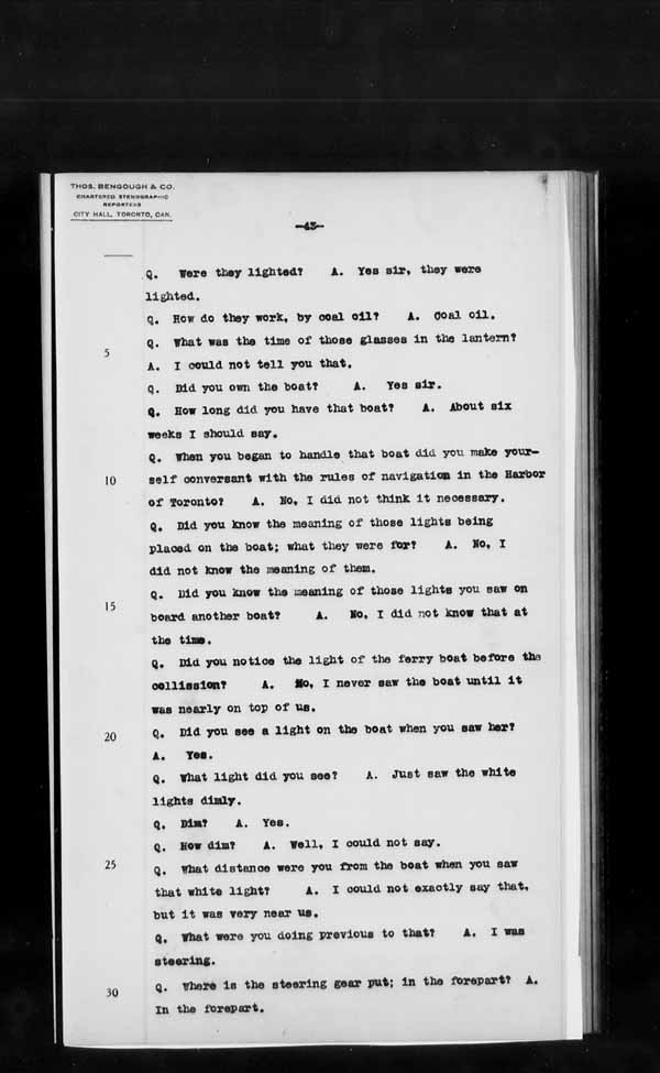 Wrecks, Casualties and Salvage - Formal Investigations - S.S. JOHN HANLAN and CECILIA